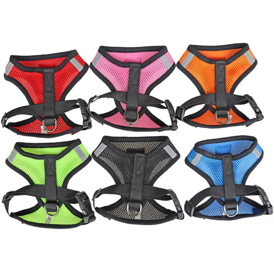 Adjustable Mesh Pet Harness & Lead – Breathable & Reflective for Cats & Small Dogs